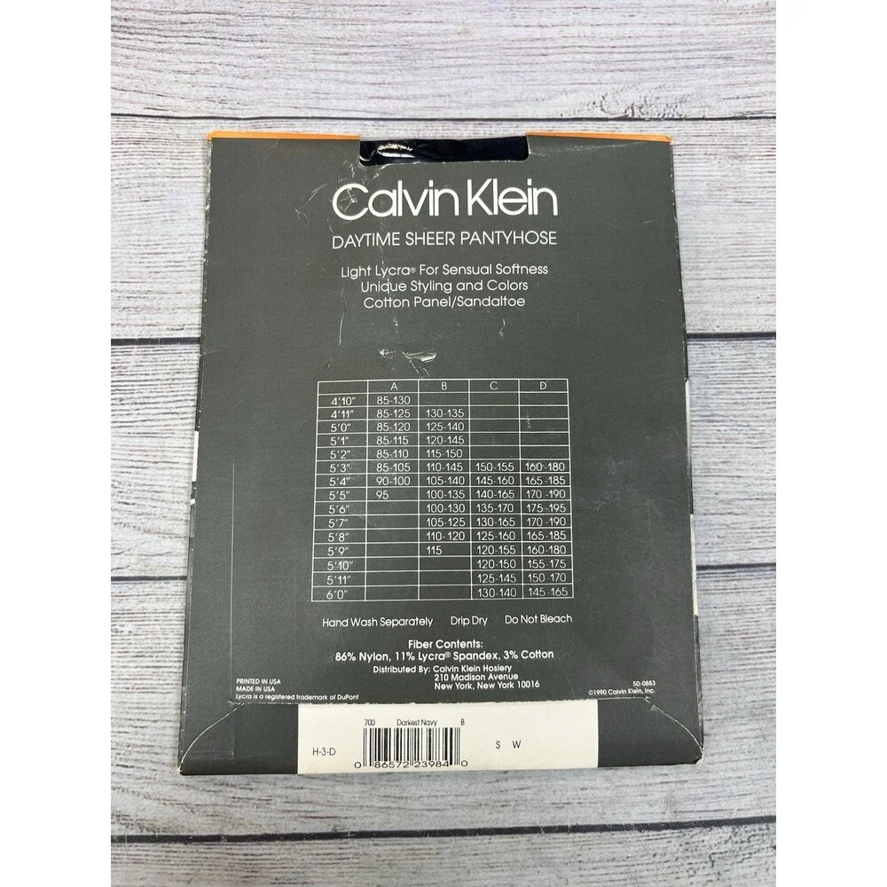 Vintage Calvin Klein Collection Ultra Sheer Light Lycra Darkest Navy B Pantyhose